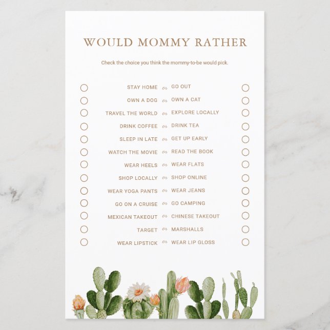 Lámina Boho Cactus Baby Shower Podría Matir Más Bien El J (Anverso)