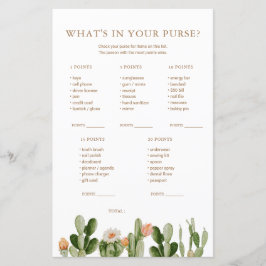 Lámina Boho Cactus Baby Shower ¿Qué hay en tu bolsillo?