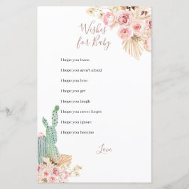 Lámina Boho Cactus Flores Rosadas desea un juego para el