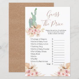 Lámina Boho Cactus Pink Floral Adivina el precio Juego