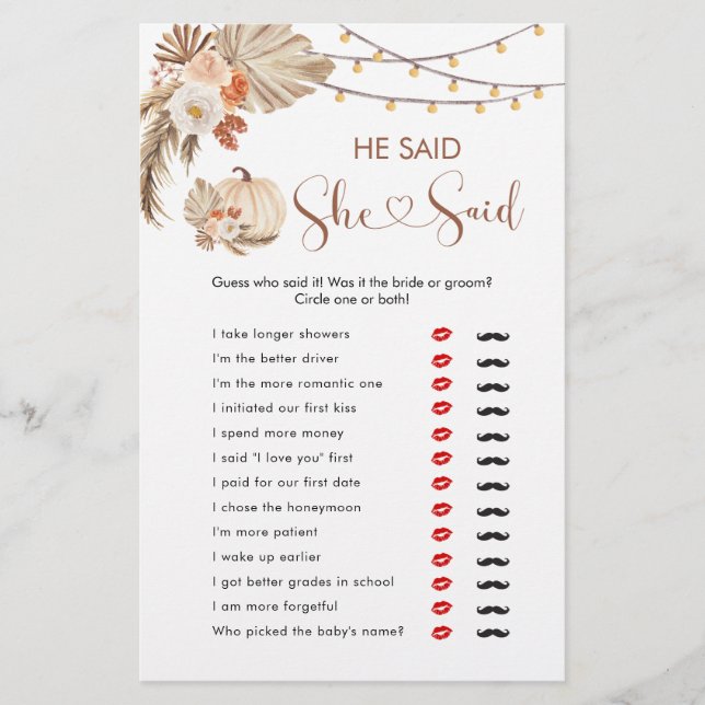 Lámina Boho Calabaza Rusa se enamora dijo que dijo (Anverso)