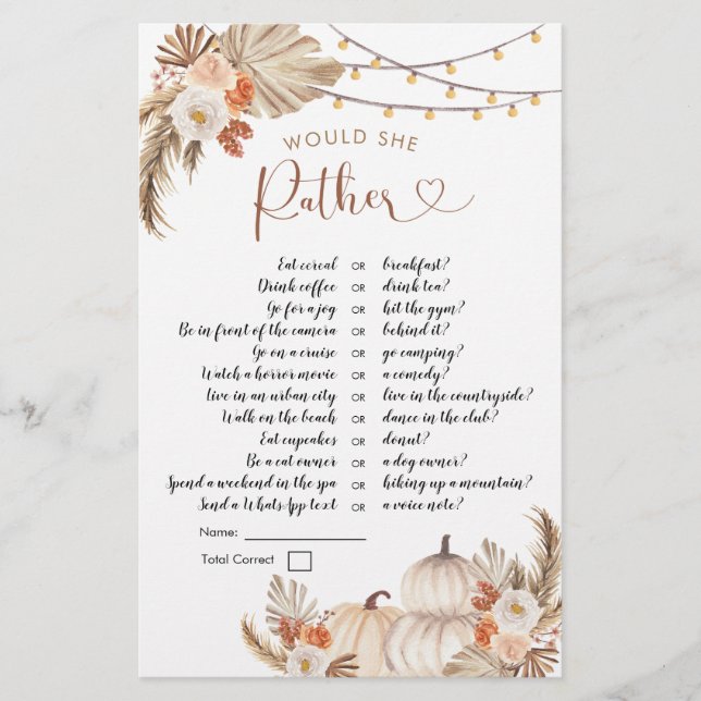 Lámina Boho Calabaza Rusa se enamora preferiría (Anverso)