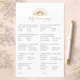 Lámina Boho Chic Sun Neutral Shower Games Baby Trivia