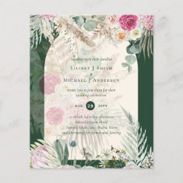 Lámina BOHO DE PRESUPUESTO Boda rosado de color verde esm
