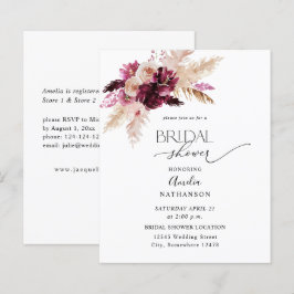 Lámina Boho de presupuesto Borgoña y ducha de novia flora