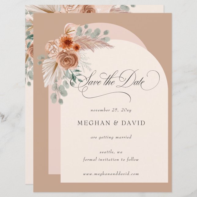 Lámina Boho de presupuesto Terracotta Pampas Salven la fe (Anverso / Reverso)