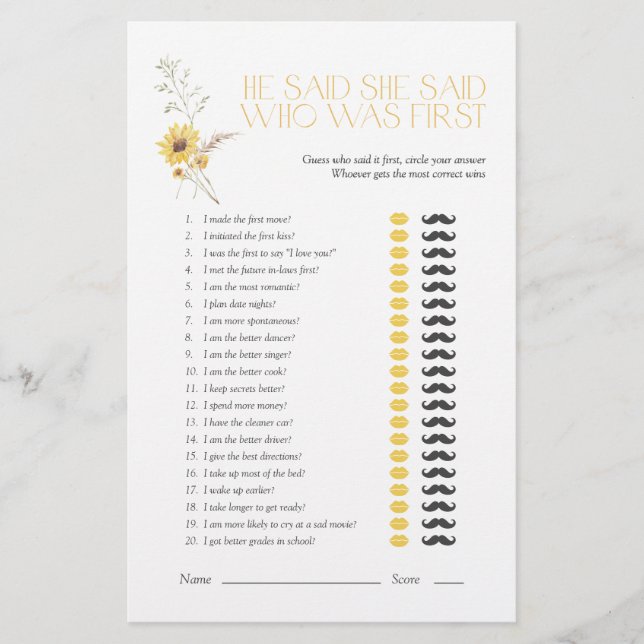 Lámina Boho Dijo Que Dijo Un Juego De Ducha De Novias De  (Anverso)