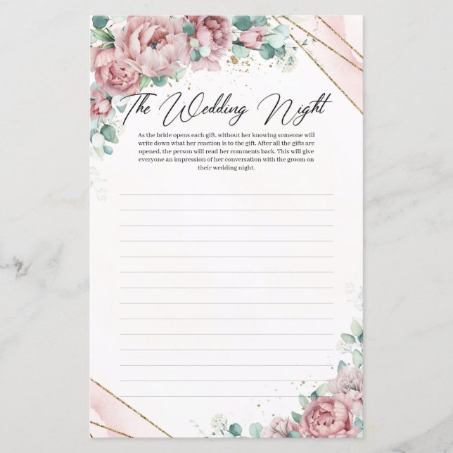 Lámina Boho dorado de eucalipto floral El Boda Nigh (Anverso)