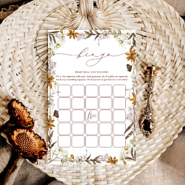 Lámina Boho Fall Floral Frame Brigo Bingo Shower Game (Subido por el creador)