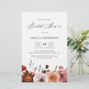 Lámina Boho Fall Flores Bridal Shower Invitación