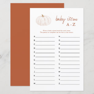 Lámina Boho Fall Pumpkin Baby Item A-Z Baby Shower Game