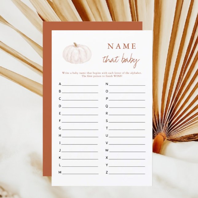 Lámina Boho Fall Pumpkin Nombre Ese Juego De Baby Shower (Subido por el creador)