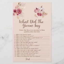 Lámina Boho Fall Pumpkin What Did The Groom Say Game