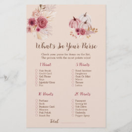 Lámina Boho Fall Pumpkin What's In Your Purse Bridal Game