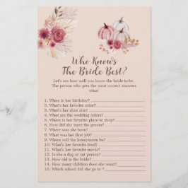 Lámina Boho Fall Pumpkin Who Knows The Bride Best Game