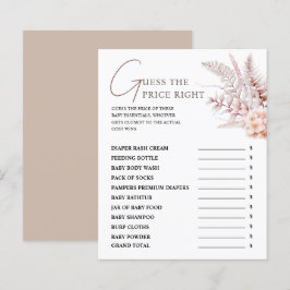 Lámina Boho Floral Baby Shower Adivinan El Juego De La De