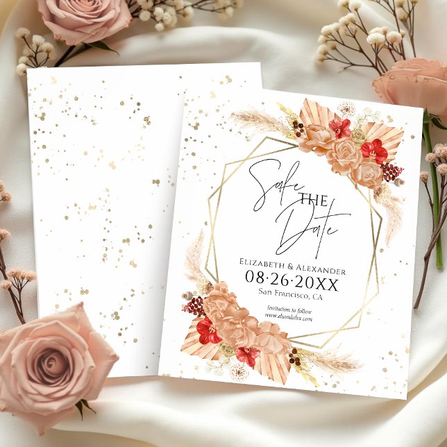 Lámina Boho Floral | Boda Terracota Guardar La Fecha (Subido por el creador)