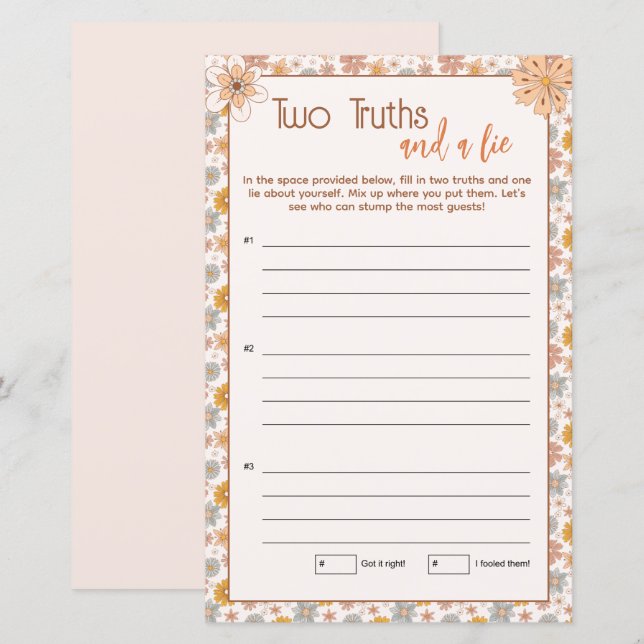 Lámina Boho Floral dos verdades y un juego de mentiras (Anverso / Reverso)