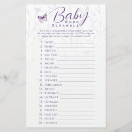 Lámina Boho Floral Mariposa Baby Shower Word Scramble