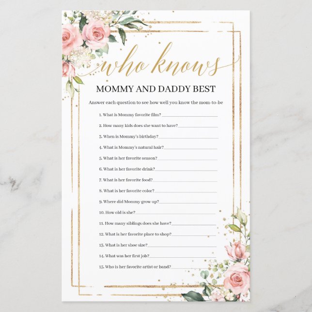 Lámina Boho floral que conoce mejor a mamá y papá (Anverso)