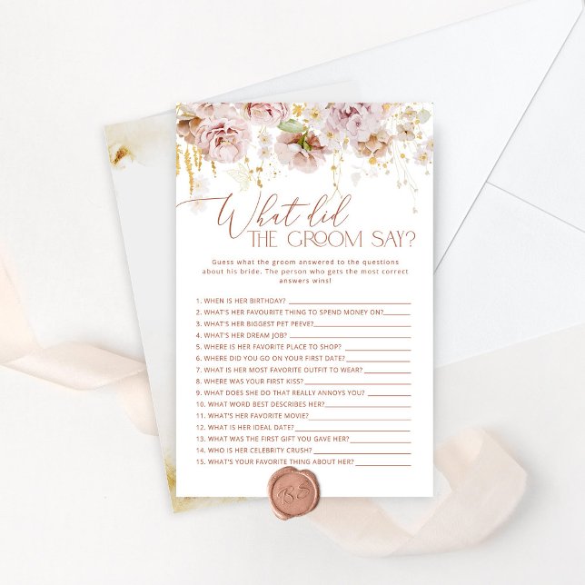 Lámina Boho Floral ¿Qué dijo el novio del juego de novias (Subido por el creador)