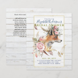 Lámina Boho FOX Bridal Shower Woodland Fethers Floral
