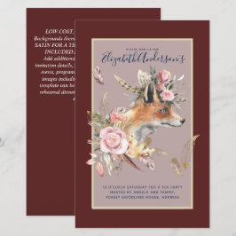Lámina Boho FOX Bridal Shower Woodland Fethers Floral