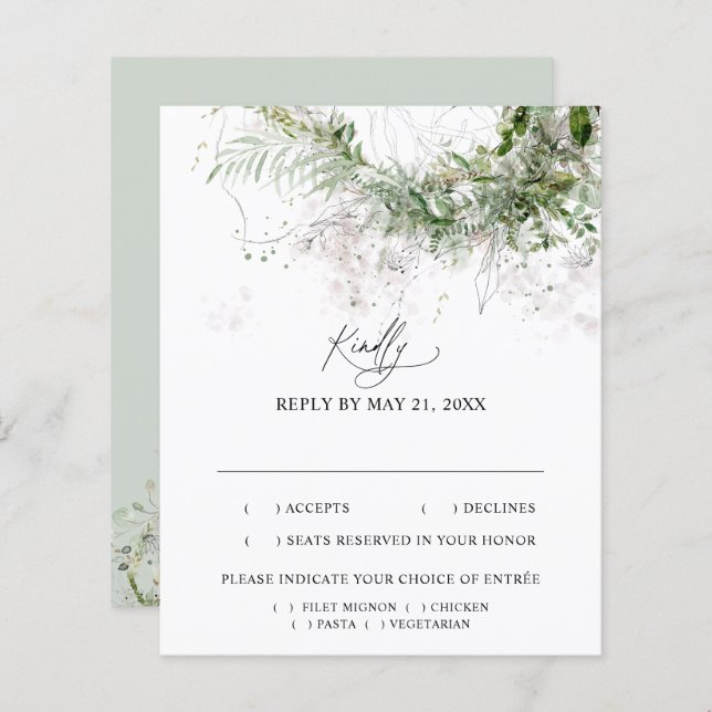 Lámina Boho Greenery deja matrimonio RSVP (Anverso / Reverso)