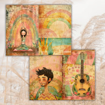 Boho Hippie Colorful Animals papel de periódico ba