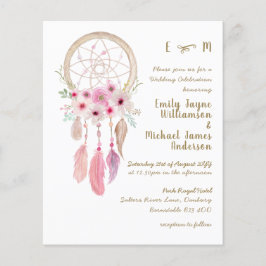 Lámina Boho Lavender Pink Dream Catcher Feathers Boda
