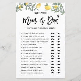 Lámina Boho Lemon adivina quién es el juego de Baby Showe