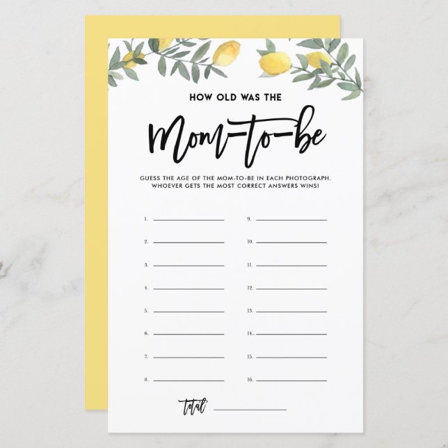 Lámina Boho Lemon Cómo De Viejo Era Mamá Fotos Del Juego  (Anverso / Reverso)