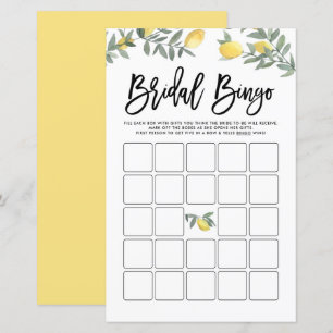 Lámina Boho Lemon Summer Bridal Shower Bingo Game Card