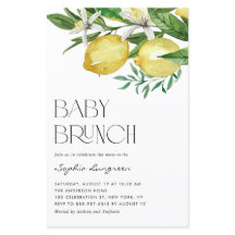 Boho Lemon y Blooms Baby Brunch Invitación