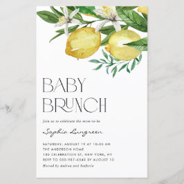 Lámina Boho Lemon y Blooms Baby Brunch Invitación