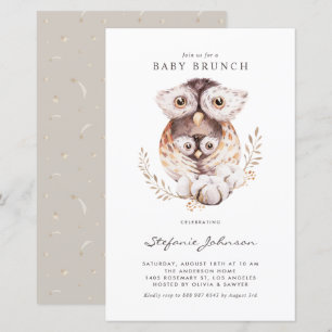 Lámina Boho Mami and Baby Owl Baby Brunch Invitación