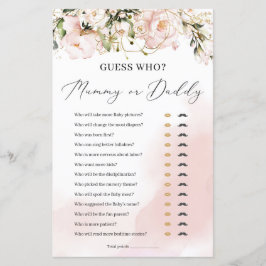 Lámina Boho mami de oro floral rosa rosa o juego de papi