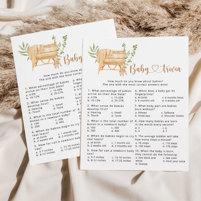 Lámina Boho nursery Baby trivia juego de ducha para bebés (Subido por el creador)