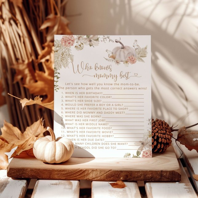 Lámina Boho otoño calabaza floral Quién conoce mejor a ma (Subido por el creador)