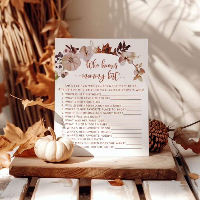 Lámina Boho otoño calabaza floral Quién conoce mejor a ma (Subido por el creador)