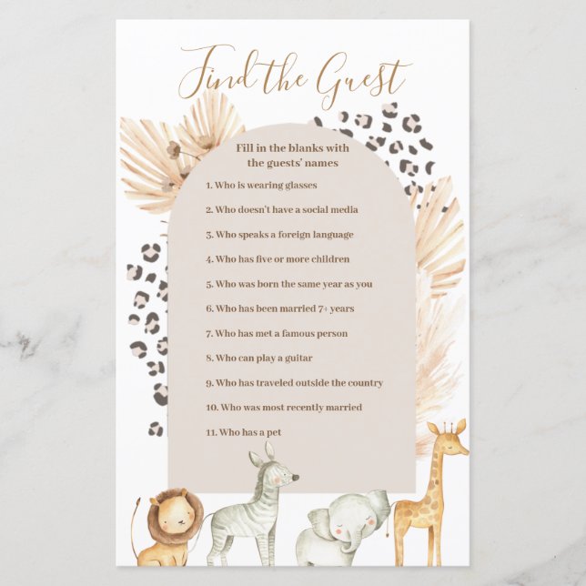 Lámina Boho Pampas Animales salvajes de hierba encuentran (Anverso)