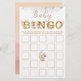 Lámina Boho Pampas Baby Shower Bingo Game Card