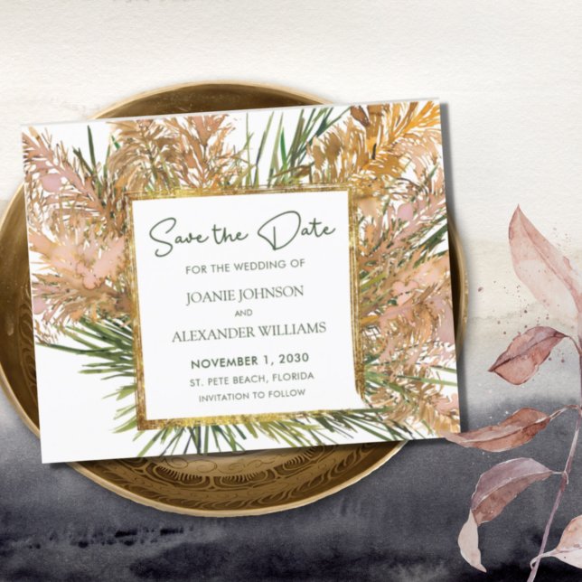 Lámina Boho Pampas Boda de Grass Wedding Save the Date (Subido por el creador)
