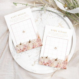 Lámina Boho Pampas Calabaza rosa Bingo