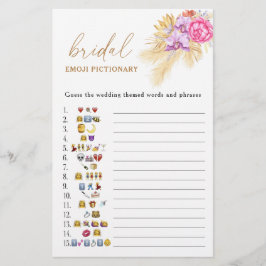 Lámina Boho pampas emoji de césped con ducha de novias