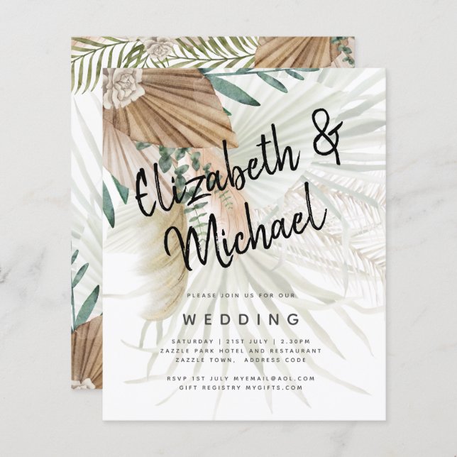 Lámina BOHO Pampas Grass Beige Green Terracotta Boda (Anverso / Reverso)