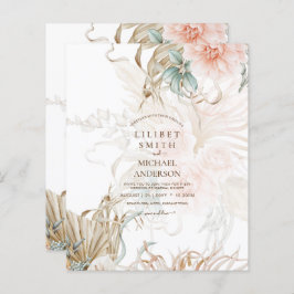 Lámina BOHO Pampas Grass Floral Coral Sage Boda