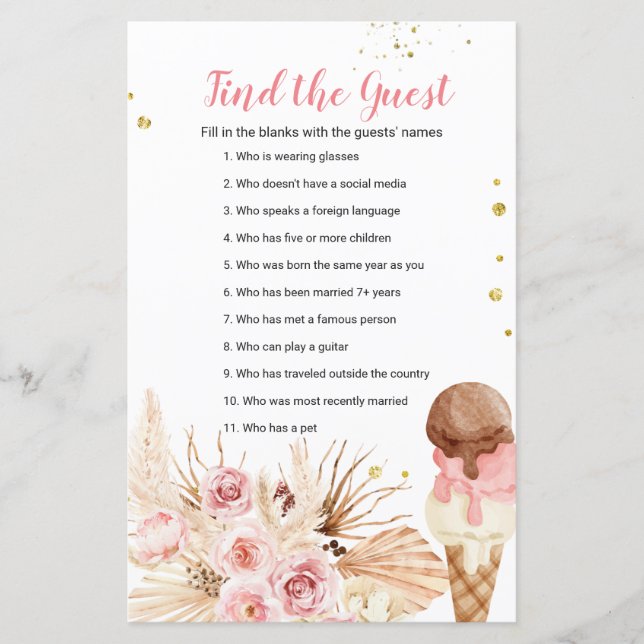 Lámina Boho Pampas Helado de gramaje Encuentra el juego G (Anverso)