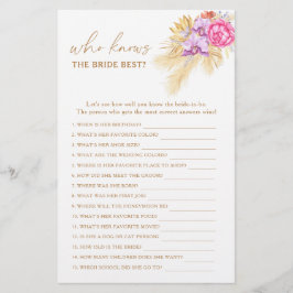 Lámina Boho pampas hierba Quién conoce mejor a la novia