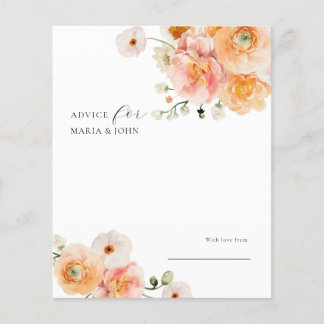 Lámina Boho Peach & Blush Floral Wedding Advice Card
